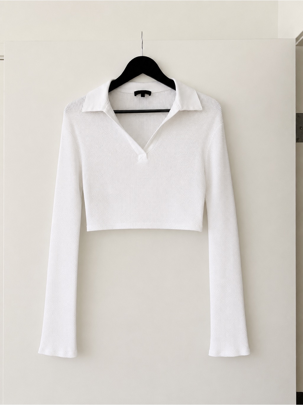 Nwot The Range Stark White Waffle Knit Cropped Polo As Seen On Hailey Bieber | S — image 3 of 8